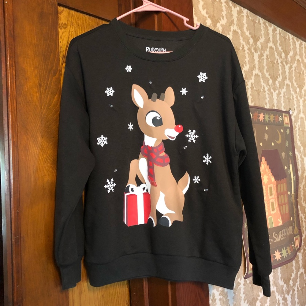 Rudolph light up ugly Christmas sweater